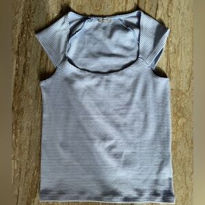 Sunday Best Light Blue Striped Short Sleeve Top